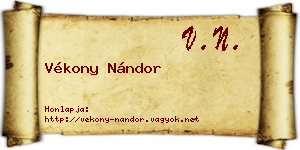 Vékony Nándor névjegykártya